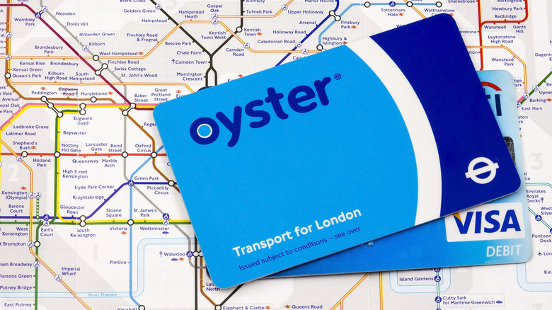 London Underground map with Oyster travel card