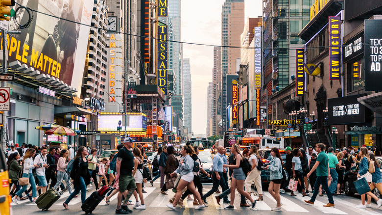 Crowded crosswalk in NYC