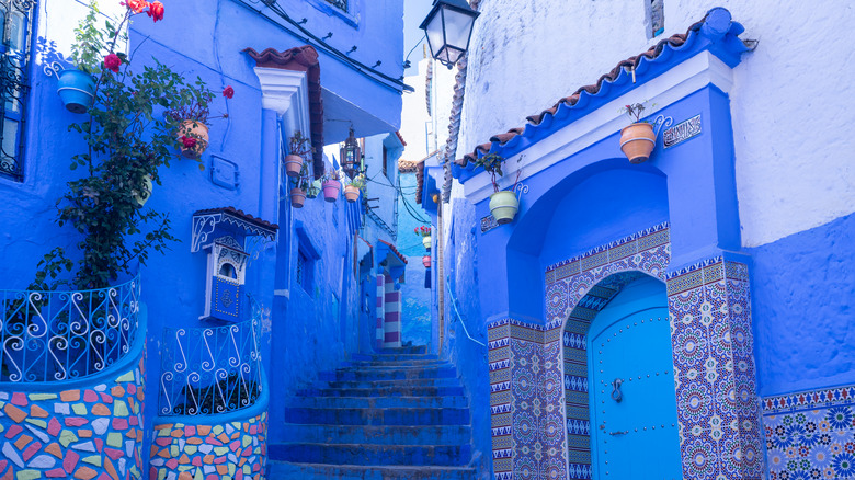 blue buildings in Chefchaouen, Morocco