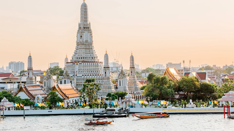 Temple in Bangkok behind water