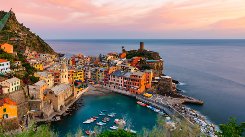 Vernazza village at sunset