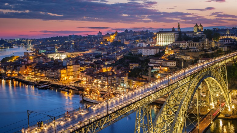 View of Porto, Portugal, at night