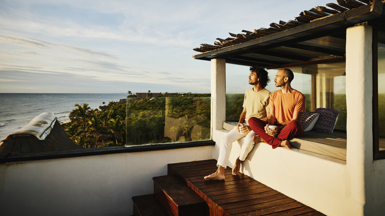 two men at vacation home