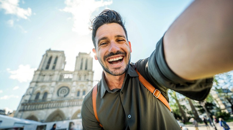 Man taking a selfie in Paris