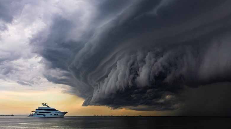 storm shelf clouds approach yacht