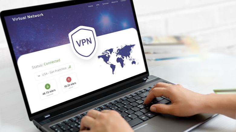 A VPN page on a laptop screen