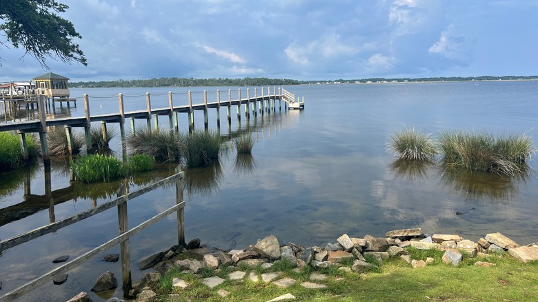 Pier into Kill Devil Hills Sound in North Carolina