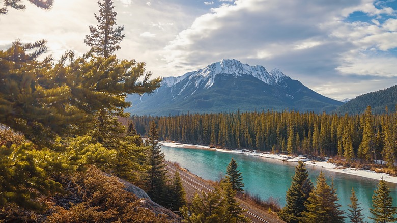 Trail running alongside the Bow River in Banff National Park