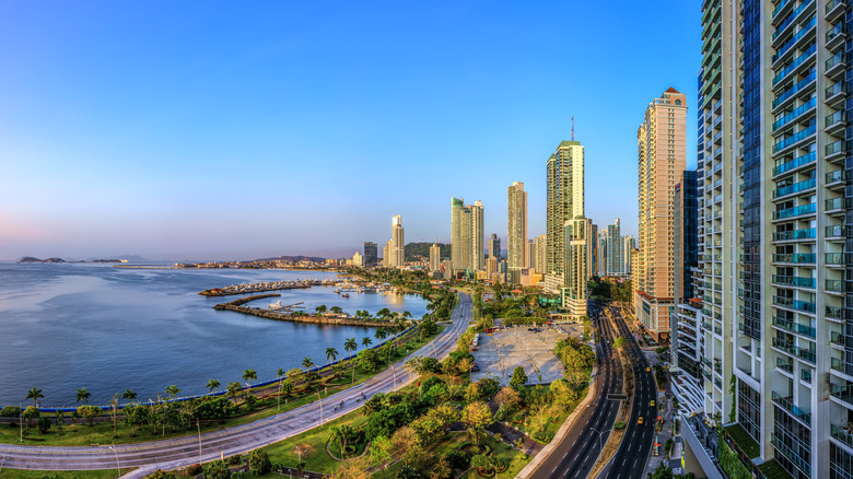 Panoramic view of the Panama City coastline