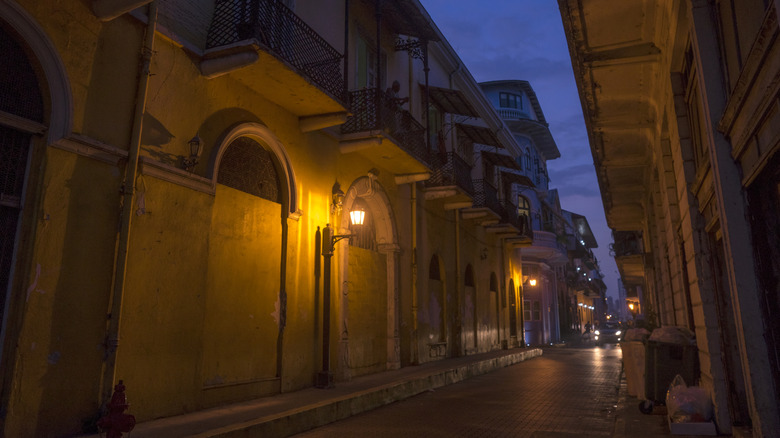 Streets of the Casco Viejo, Panama City, at sunset