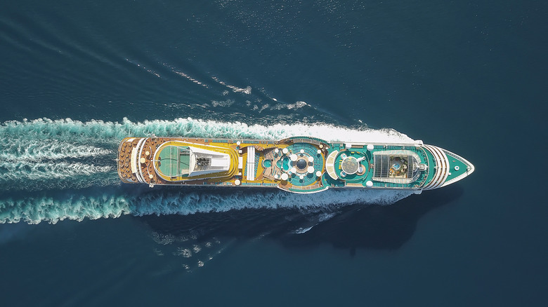 Aerial view of cruise ship