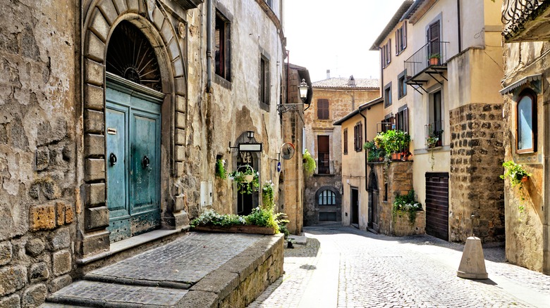 Small cobbled streets of Orvieto, Italy