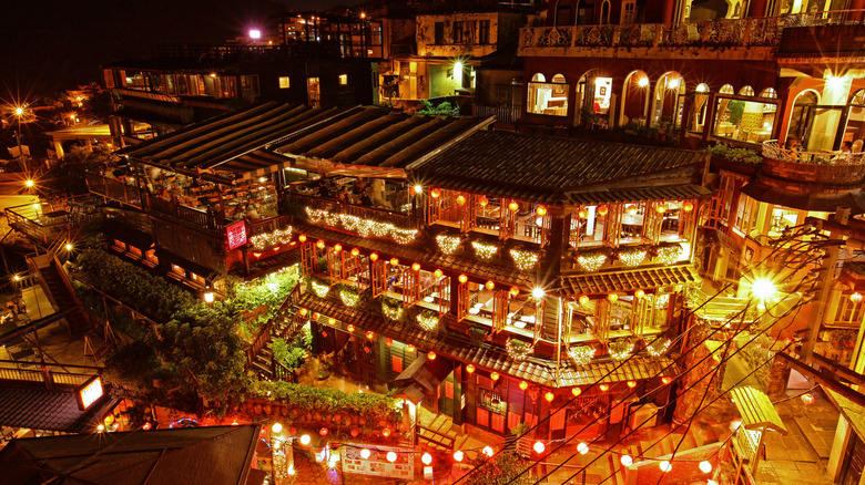 Night view of Jiufen, close to Taipei, Taiwan