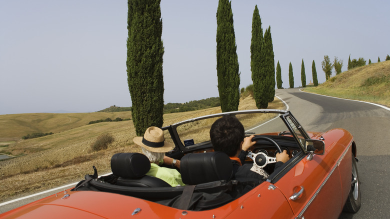 Driving on road in Italy