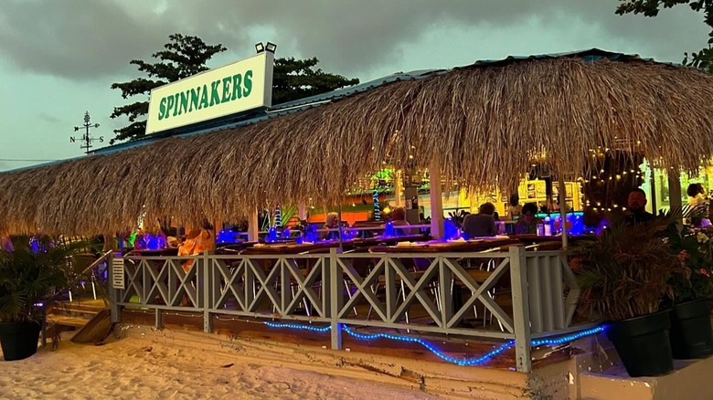 Spinnakers beach bar in St. Lucia on a cloudy day