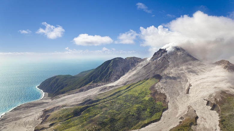 Soufrière Hills volcano Montserrat aerial view