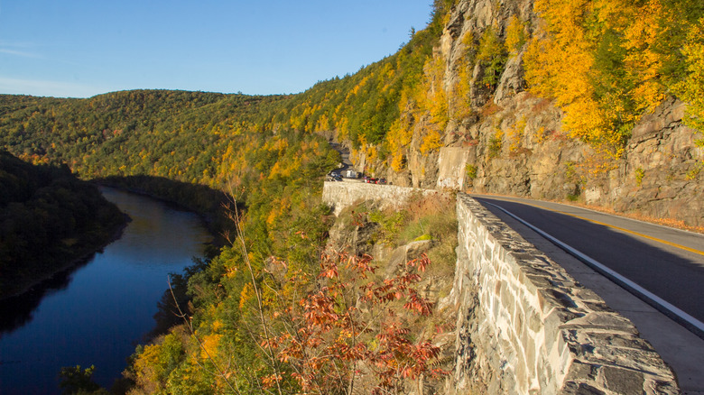 Beautiful road on Catskill Mountain Scenic Byway.