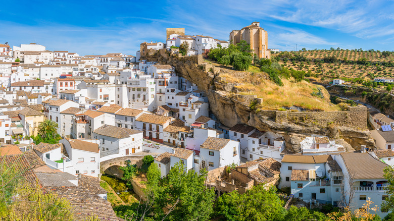 View of the white buildings of Setenil de las Bodegas in Southern Spain