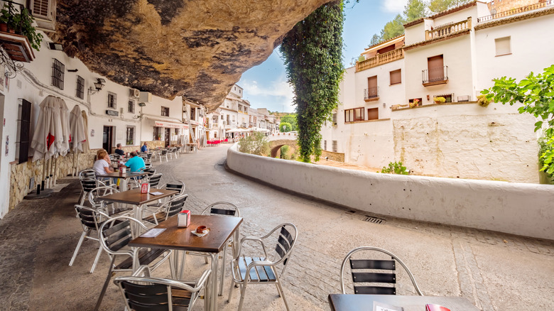 Restaurants on Calle Cuevas del Sol in Setenil de las Bodegas, Spain