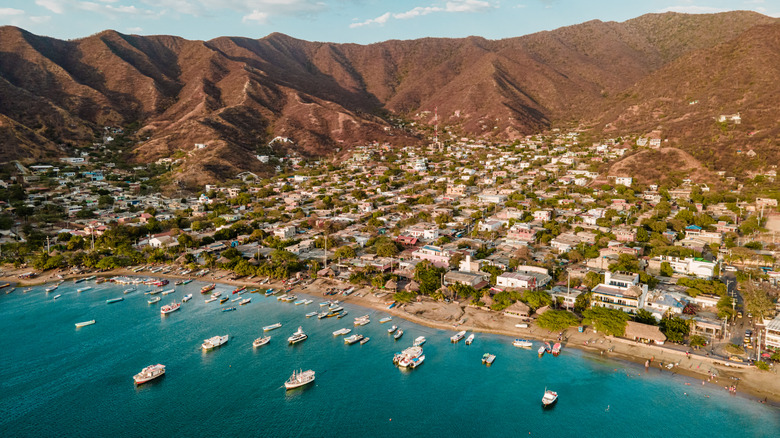 Aerial view of Taganga, Colombia