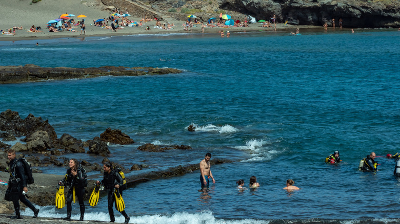 Divers on a beach in Eastern Tenerife