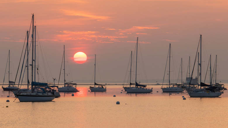 Sunrise ove the harbor in Rockland, Maine