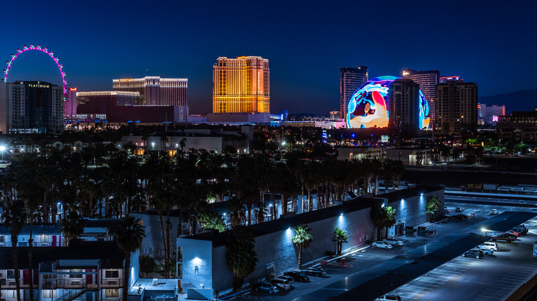 Vegas strip lit up at night