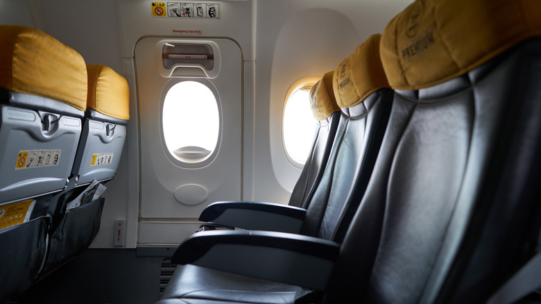 An empty Nok Air Exit Row on a plane