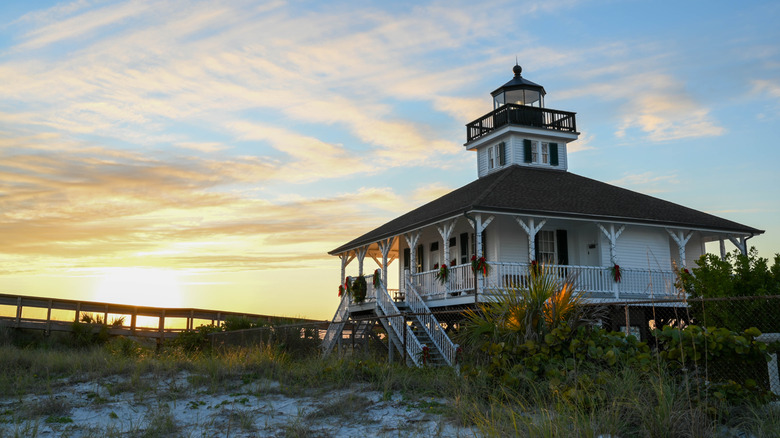 The lighthouse at Gasparilla Island State Park at sunrise