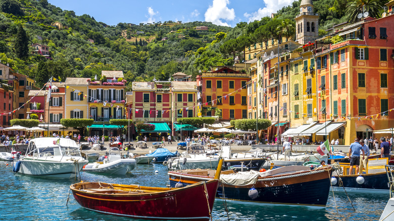 Ships docked in Portofino, Italy