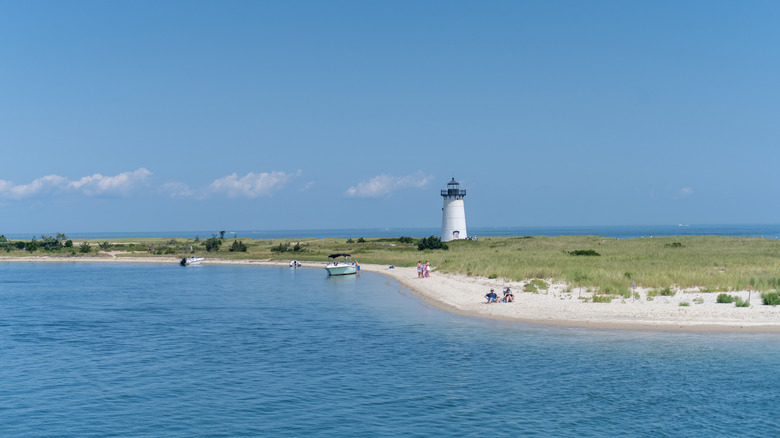 Panoramic view of Lighthouse Beach and the Edgartown Lighthouse