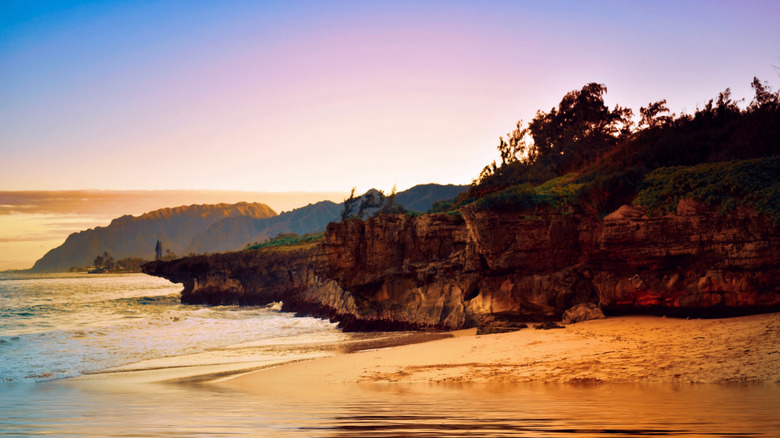 Limestone cliffs at Laie beach