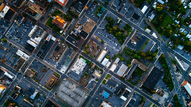 Harrisonburg, Virginia downtown aerial view