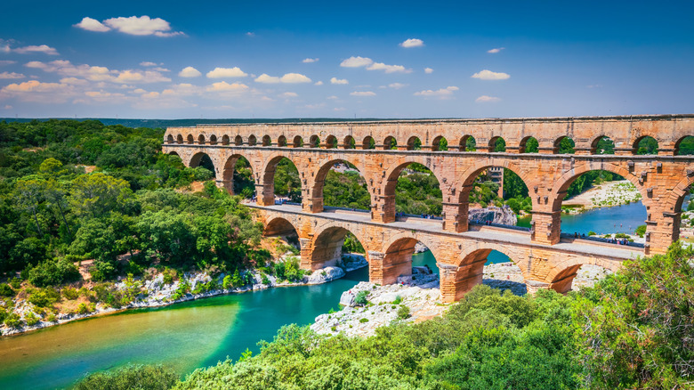 Pont du Gard Roman aqueducts near Nimes in Provence, France