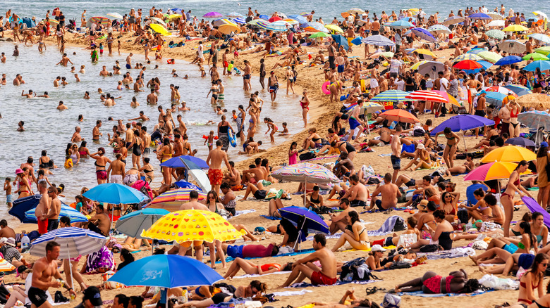 A packed beach