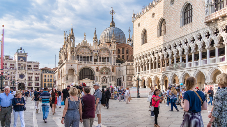 Tourists in Piazza San Marco, Venice, Italy