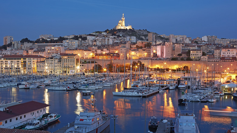 Marseille harbor and church