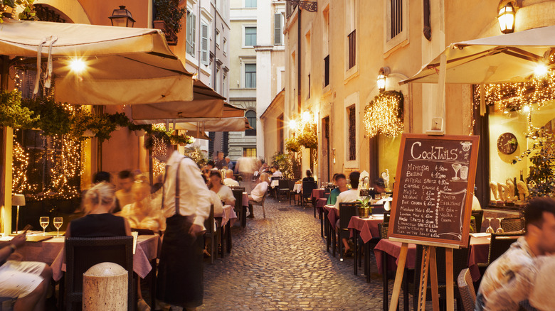 Terrace restaurant in Rome, Italy