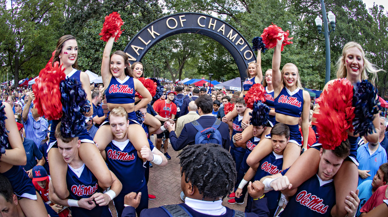 Cheerleaders cheering during Walk of Champions