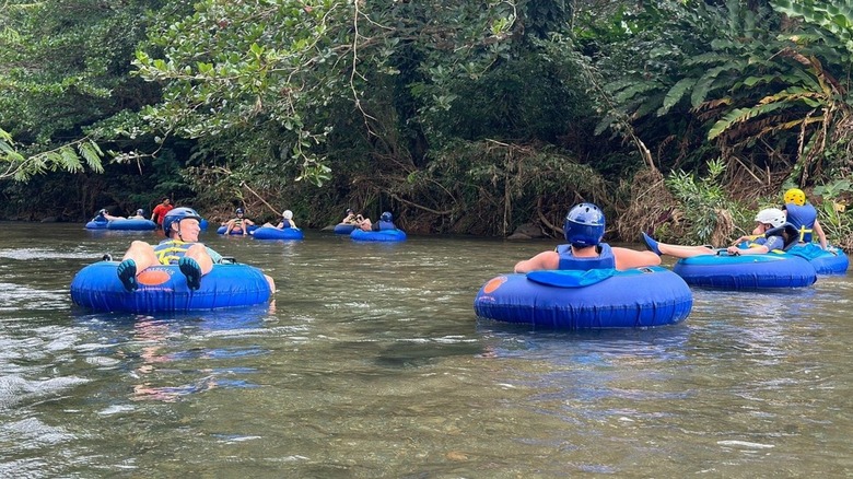 Tubers drift lazily down the Pagua River