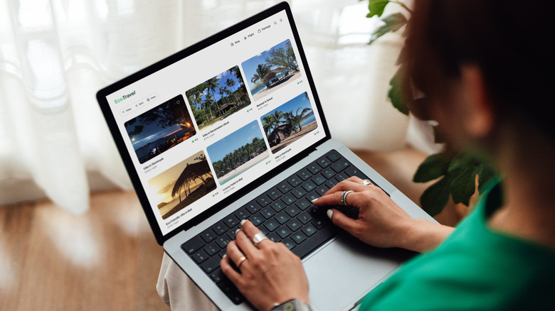 Woman looking at vacation rentals