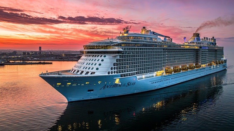 Cruise ship at sunset