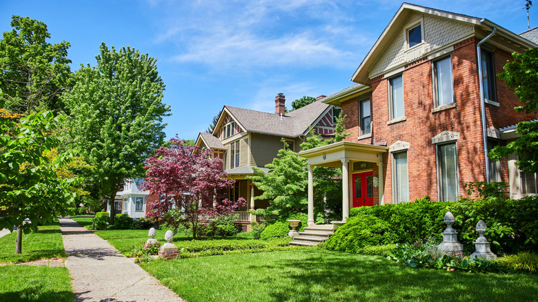 Houses in Fort Wayne with flourishing trees