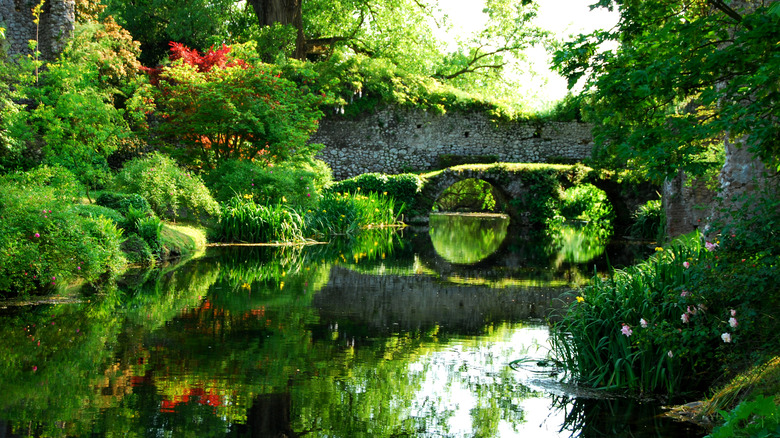 Stone bridge in gardens of Ninfa