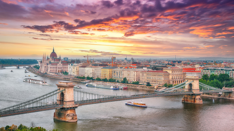 Landscape of the Danube and the famous Parliament building in Budapest