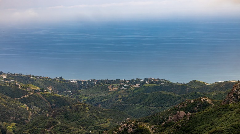 Aerial of Topanga Canyon and Malibu