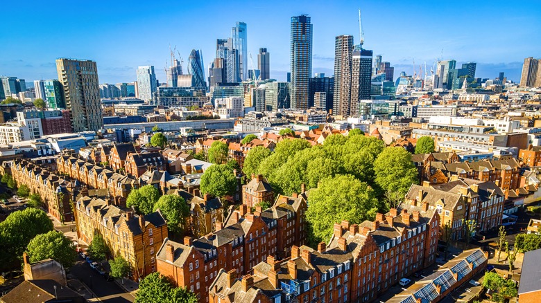 An aerial view of Shoreditch, London