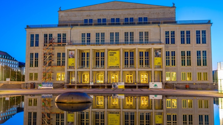 Leipzig Oper House and reflection