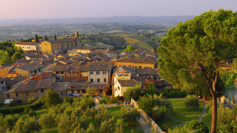 Aerial view of San Gimignano in Tuscany