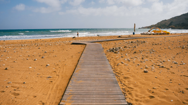 Ramla Bay red sand beach's accessible walkway